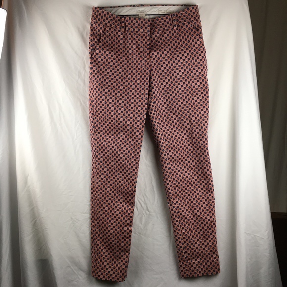 J Crew Pant Cafe Capri Red Blue Micro Floral Print - Picture 6 of 11